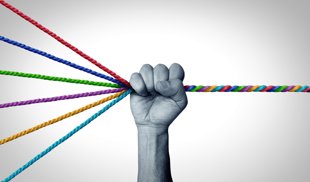 coloured roped coming together to create an integrated system