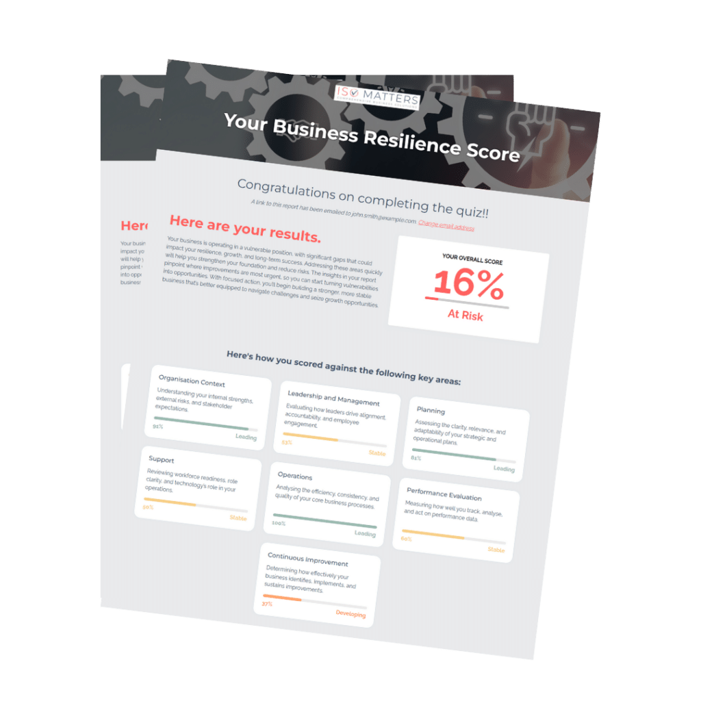 Cover image of ISO Matters Business Resilience Quiz.